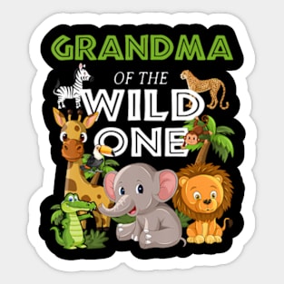 Grandma of the Wild One Zoo Birthday Safari Jungle Animal Sticker